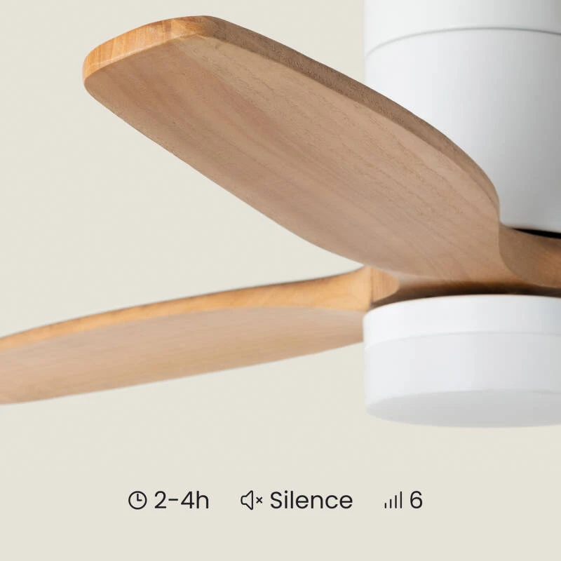Fantiluxe Filip Ventilador de techo, Ø132 cm, Mando a distancia, Blanco / aspecto madera clara