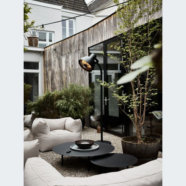 Calefactor eléctrico de pie para terraza con infrarrojos y altura regulable