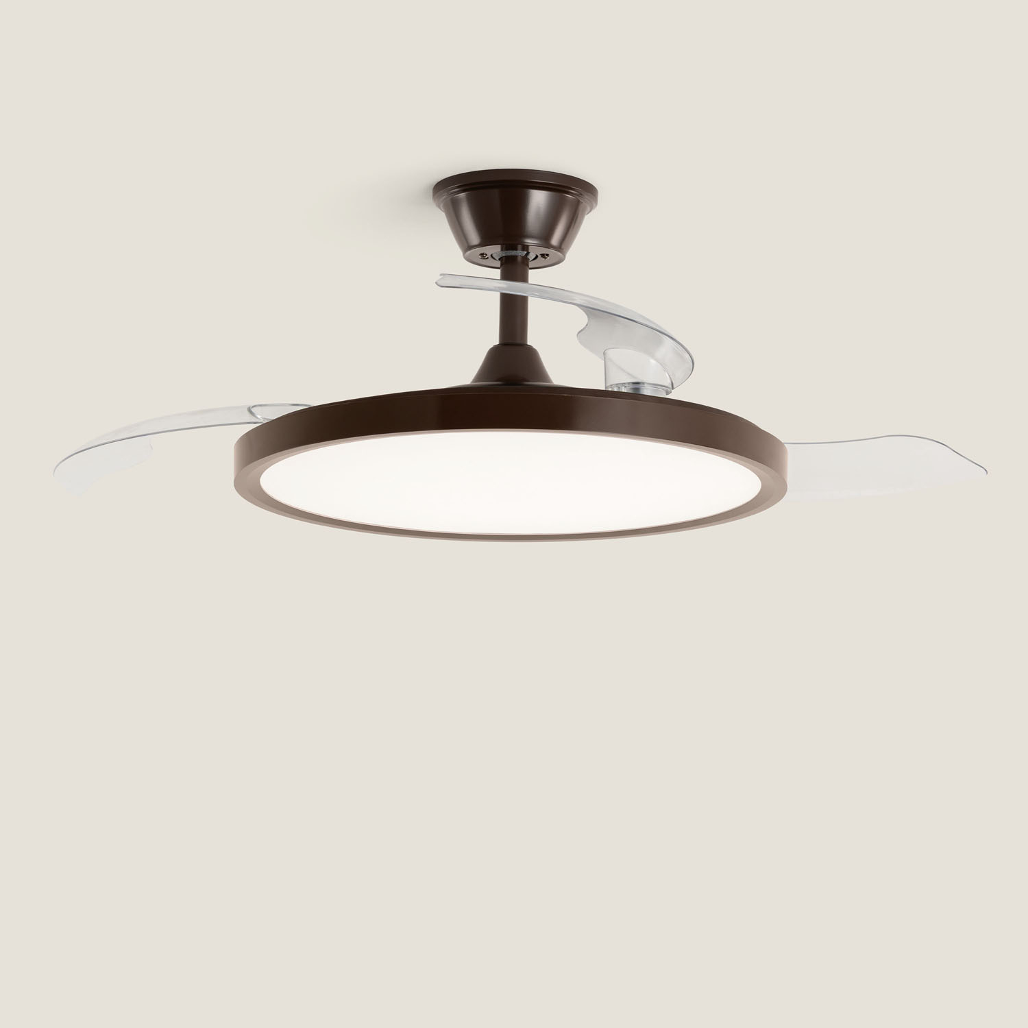 Fantiluxe Varnvik Ventilador de techo, Ø106 cm, Mando a distancia, Marrón / Transparente