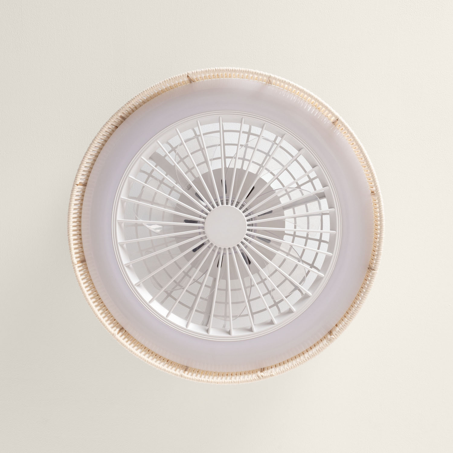 Fantiluxe Andreas Ventilador de techo, Ø50 cm, Mando a distancia, Beige / Transparente
