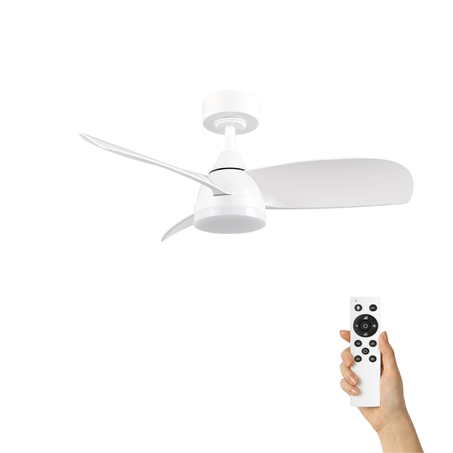 Fantiluxe Ingrid Ventilador de techo, Ø90 cm, Mando a distancia, Blanco